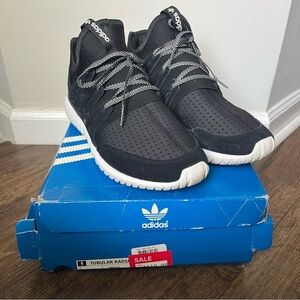 Adidas Black and White Tubular Radial Sneakers